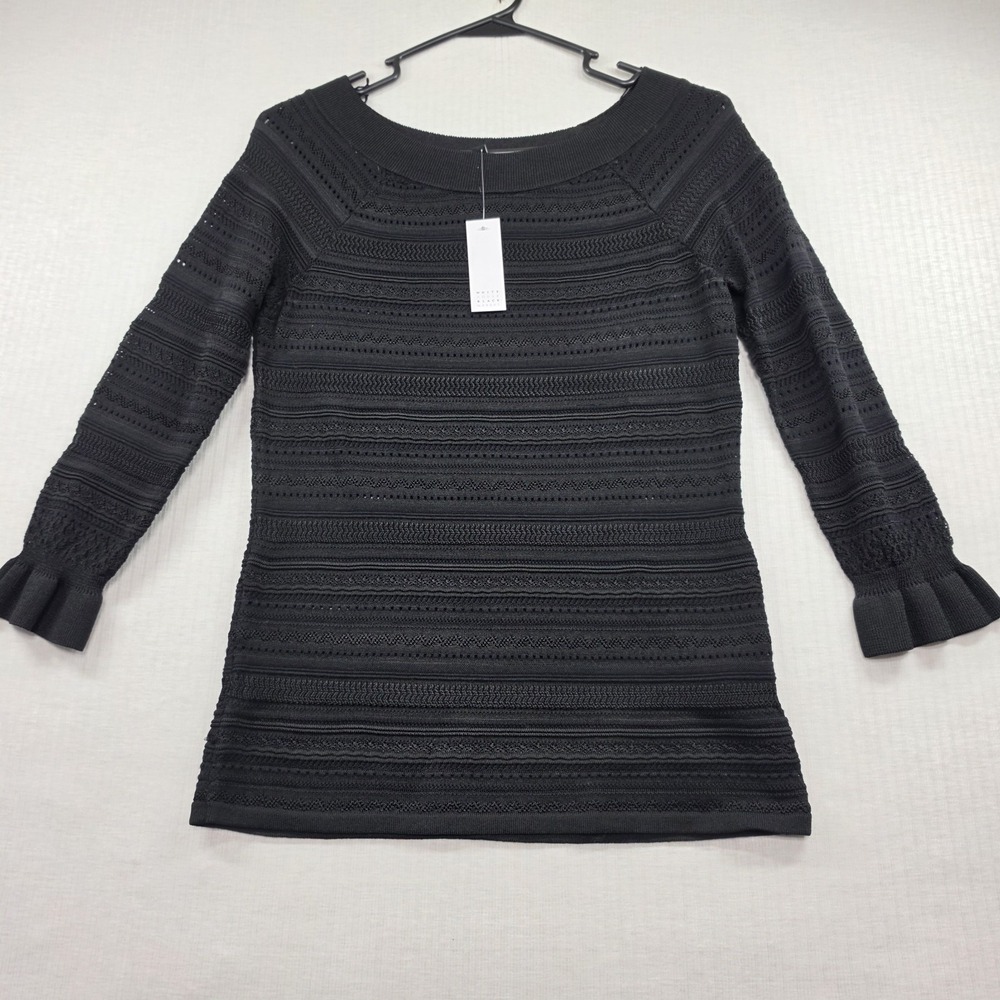 NWT White House Black Market Whimsigoth Pointelle Coquette Sweater Top Sz Small
